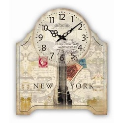 MUTFAK › AHŞAP SAATLER › Saatler-MB NEW YORK TEMALI DUVAR-MASA SAATİ-KÜÇÜK-24*19,5*3 CM