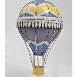 Jayland Metal Eskitilmiş Retro Sarı Mavi Sıcak Hava Balonu--Jayland Serisi-11*11*20 CM