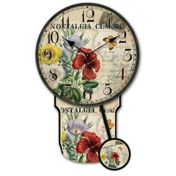 MUTFAK › AHŞAP SAATLER › Saatler-MB SARKAÇLI MENEKŞELİ DUVAR SAATİ-38*24*3,5 CM
