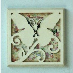 MUTFAK › AHŞAP SAATLER › Saatler-MB KARE SWEET HOME TEMALI DUVAR SAATİ-30*30*5,5 CM