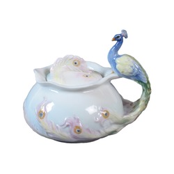 VERONESE BİBLOLAR › Wise Porselen-PORSELEN TAVUSKUSLU SEKERLIK-13*11*11,5 CM-JAP20149AA