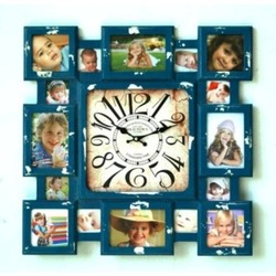MUTFAK SAATLERİ SERİSİ-MB FOTOĞRAF ÇERÇEVELİ LACİVERT TEMALI DUVAR SAATİ-50*50 CM