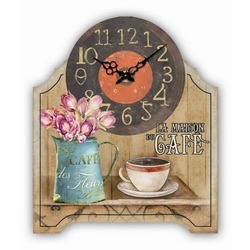 MUTFAK › AHŞAP SAATLER › Saatler-MB CAFE TEMALI MASA DUVAR SAATİ-KÜÇÜK-24*19,5*3 CM