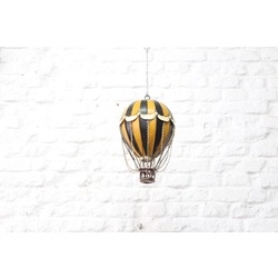 Jayland Metal Eskitilmiş Retro Klasik Sarı Siyah Sıcak Hava Balonu-Jayland Serisi-21*21*33 CM