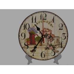 MUTFAK › AHŞAP SAATLER › Saatler-MB YUVARLAK LAVENDER TEMALI DUVAR-MASA SAATİ-KÜÇÜK 18*18*3