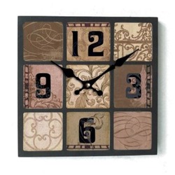 MUTFAK › AHŞAP SAATLER › Saatler-MB KARE DESEN TEMALI DUVAR SAATİ-30*30*3,5 CM
