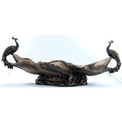 VERONESE BİBLOLAR-Wise Vazo & Tabak-WISE İKİ TAVUSKUŞLU KASE-44,5x19,5x17,5 CM-jAN10476A4
