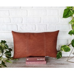Suni deri terracotta yastık kılıfı-3 parçalı model -vegan deri yastık kılıfı