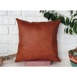 Suni deri terracotta yastık -kumaş yumuşaklığında