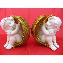 HEDİYELİK › KARIŞIK › Melek Figürler-QQC 2Lİ OTURAN MELEK>>8X6.5X8 CM