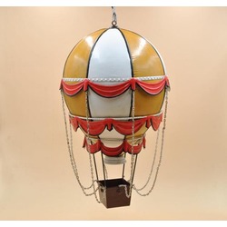 Jayland Metal Eskitilmiş Retro Sarı Sıcak Hava Balonu-Jayland Serisi-27*27*45 CM