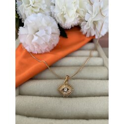VIP BEYAZ TAŞLI GÖZ KOLYE GOLD 