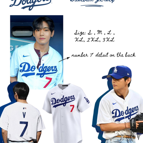 Taehyung Dodgers Düğmeli Forma STOKTA