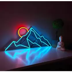 Güneş Dağ Neon Duvar Dekoru