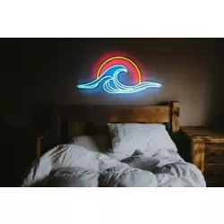 Okyanus Gün Batımı Neon Duvar Dekoru