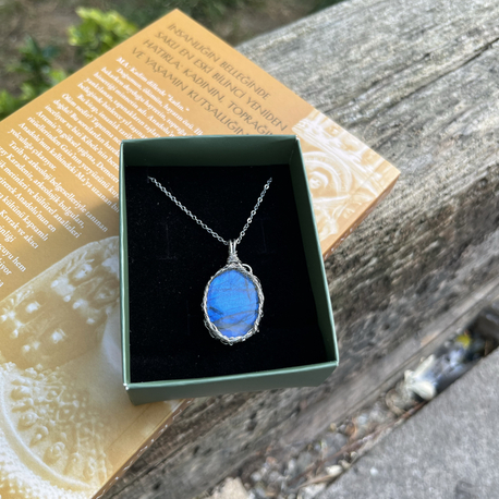 Blue Rose Labradorit Kolye | Çelik 