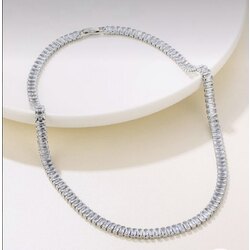 Silver baget suyolu kolye zirkon taşlı