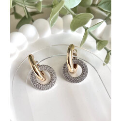 Zirkon taşlı halka charm küpe 