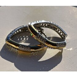 Damla dama zirkon çift renk küpe 