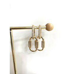 Zirkon taşlı çift küpe gold