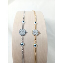 B1033 Nazarlıklı Yonca Bileklik (Gold/Silver)