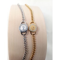 B1027 Madalyon Bileklik (Gold/Silver)