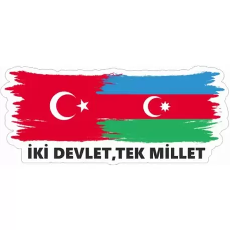 Türkiye Azerbaycan Bayrak Etiket- Sticker / İki Devlet Tek Millet Etiket / Sticker