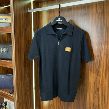 Dolce Gabbana Yarım Fermuarlı Polo Yaka Premium Triko Tshirt T-1