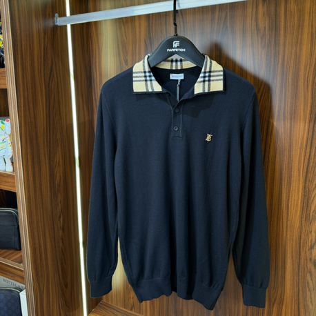 Burberry Polo Yaka  Premium Pamuk Sweatshirt T-1