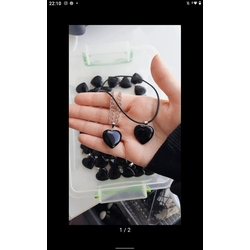 obsidyen kalp kolye 
