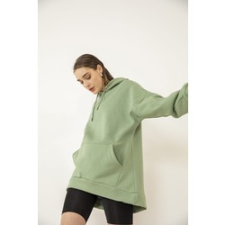 Yeşil basic boyfriend hoodie