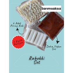 Sarımsaksız Rabokki Seti - 6 Adet Pirinç Keki + Noodle + 50 gr. Sarımsaksız Sos