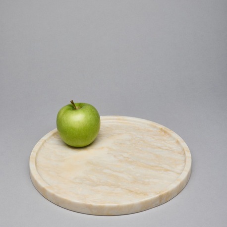 Doğal Mermer Yuvarlak Servis & Sunum Tahtası 25 Cm