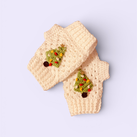Handmade Çam ağacı temalı parmaksız eldiven 