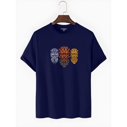 MECHA MAUL Tasarımlı LACİVERT Unisex Oversize Bisiklet Yaka T-shirt