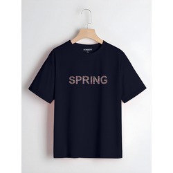 ÇİÇEKLİ SPRİNG  Tasarımlı Unisex Oversize Bisiklet Yaka T-shirt 