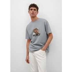 CRIMINAL Tasarımlı GRİ Unisex Oversize Bisiklet Yaka T-shirt