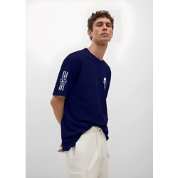 THE PUNİSHER  Tasarımlı LACİVERT Unisex Oversize Bisiklet Yaka T-shirt 