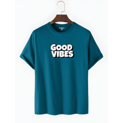 GOOD VIBES  Tasarımlı Unisex Oversize Bisiklet Yaka T-shirt