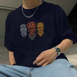 MECHA MAUL Tasarımlı KOYU LACİVERT Unisex Oversize Bisiklet Yaka T-shirt