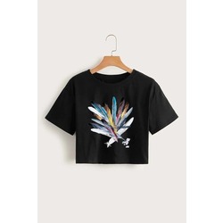 Unisex Oversize Inapıratıon Write What You Want Baskılı Siyah Crop, Yazlık, Pamuklu