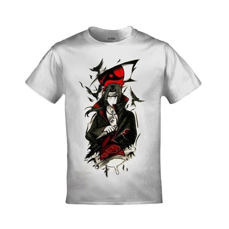  Naruto Akatsuki Itachi Uchiha Crows Baskılı Unisex Siyah Tshirt