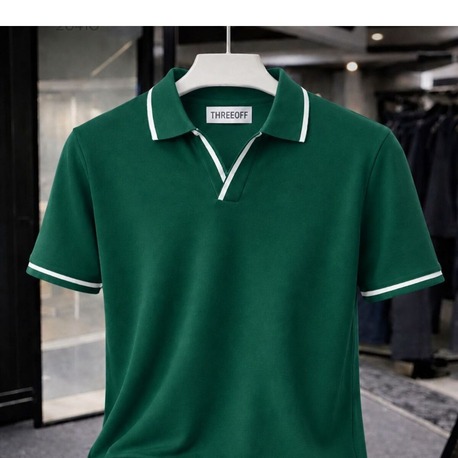 Erkek Polo Yaka Tişört Seti Oversize V Yaka Biyeli Basic Model