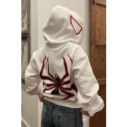 Spiderman Sırt Baskılı Şapkası Örümcek Göz Detaylı Kapuşonlu Sweatshirt Hoodie