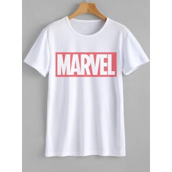 MARVEL YAZILI BEYAZ T-SHİRT 