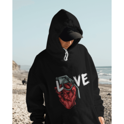 LOVE YAZILI SİYAH KAPŞONLU SWEAT