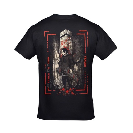 Attack On Titan Shingeki No Kyojin Eren Yeager Ön Arka Baskılı Unisex Siyah Tshirt