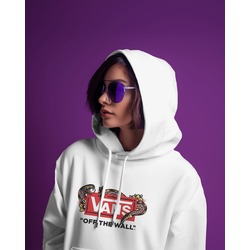 YILANLI WANS YAZILI BEYAZ KAPŞONLU SWEAT