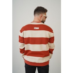 !!! ŞAHANE ARALIK  İNDİRİMİ !!! Bisiklet Yaka İçi Şardonlu Kalıp Çizgili Sweatshirt 