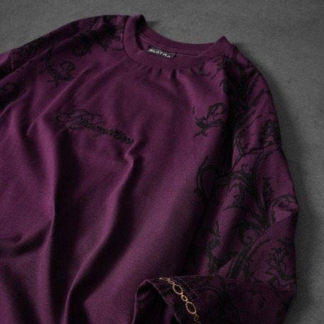 Erkek Mürdüm Redemption Patchli Baskılı Oversize Tshirt